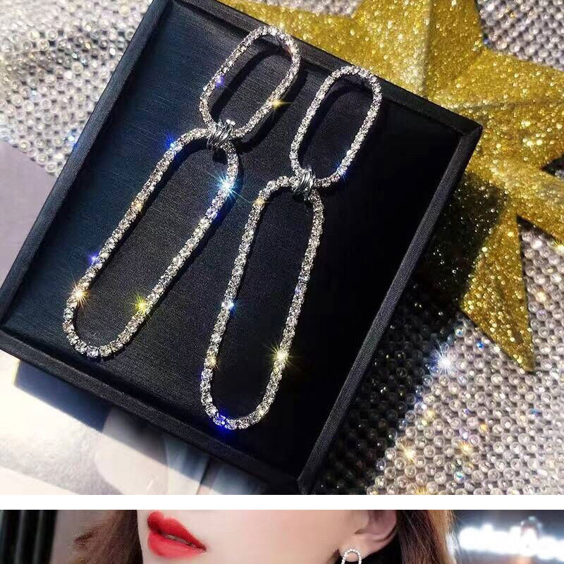 Fashion Silver Color Full Diamond Design Hollow Out Earrings,Drop Earrings