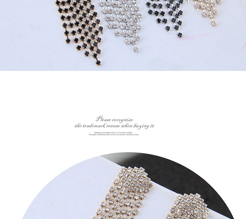 Fashion Silver Color Full Diamond Design Long Tassel Earrings,Drop Earrings