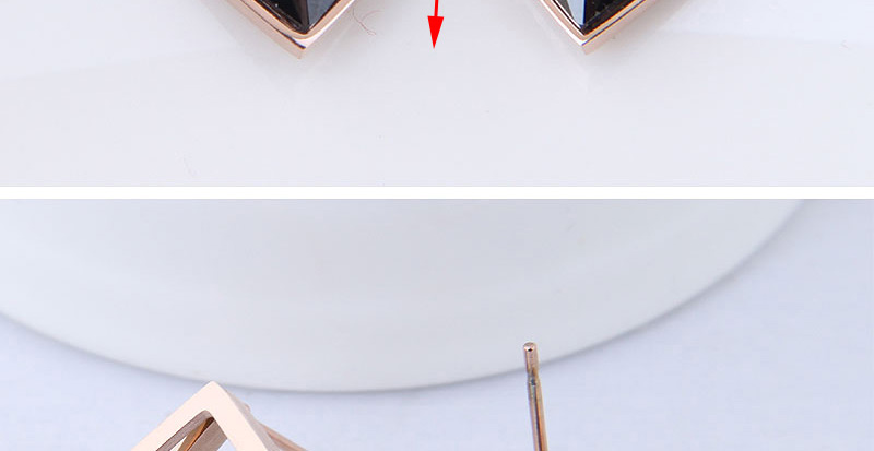Fashion Rose Gold+black Square Shape Design Color Matching Earrings,Earrings