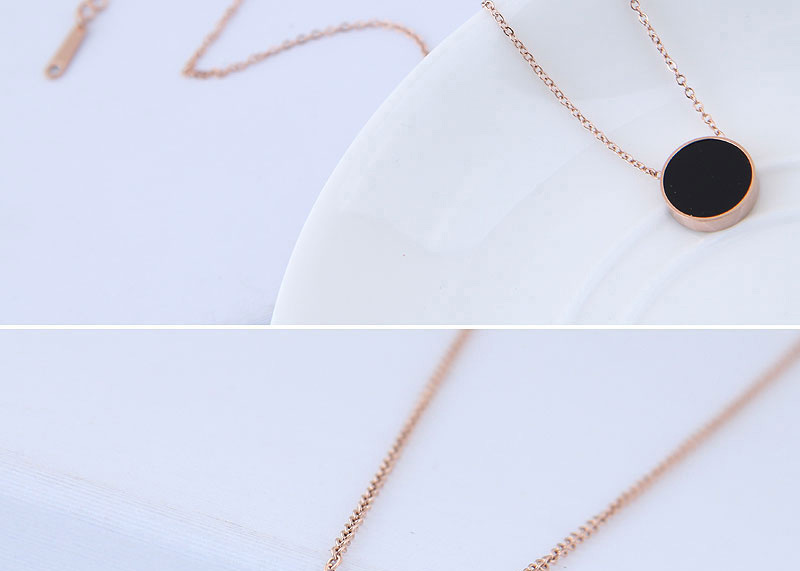 Elegant Black+rose Gold Round Shape Decorated Long Necklace,Necklaces