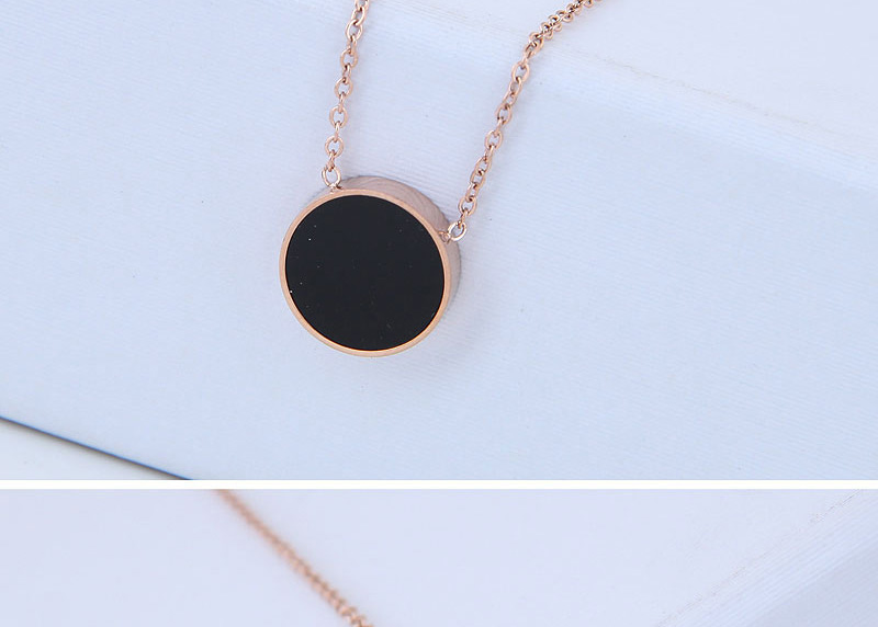Elegant Black+rose Gold Round Shape Decorated Long Necklace,Necklaces