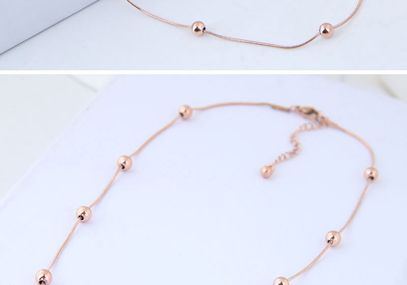Elegant Rose Gold Balls Decorated Pure Color Necklace,Necklaces