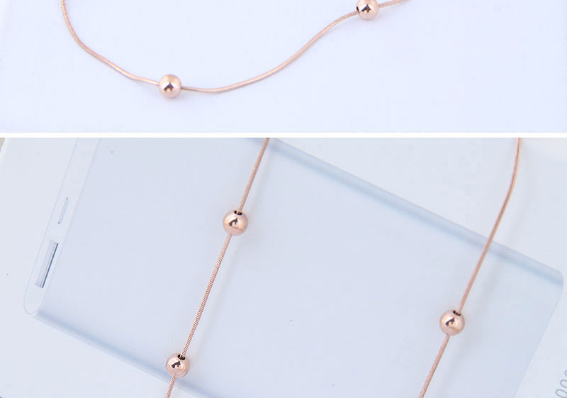 Elegant Rose Gold Balls Decorated Pure Color Necklace,Necklaces