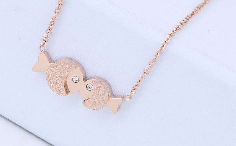 Elegant Rose Gold Fish Shape Decorated Pure Color Necklace,Necklaces