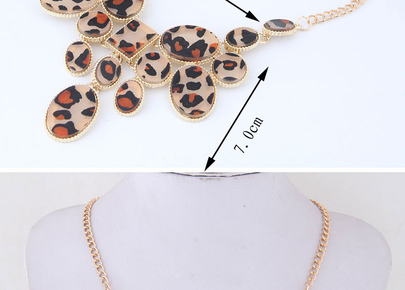 Elegant Brown Leopard Pattern Decorated Necklace,Bib Necklaces