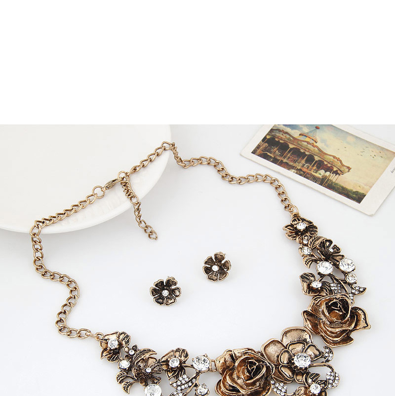 Elegant Gold Color Flowers Decorated Jewelry Sets,Jewelry Sets