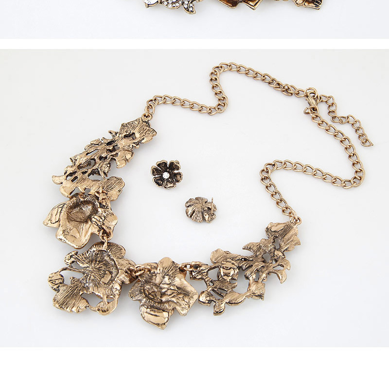 Elegant Gold Color Flowers Decorated Jewelry Sets,Jewelry Sets
