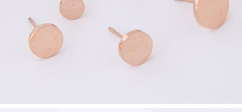 Elegant Rose Gold Round Shape Design Pure Color Earrings(6pcs),Earrings