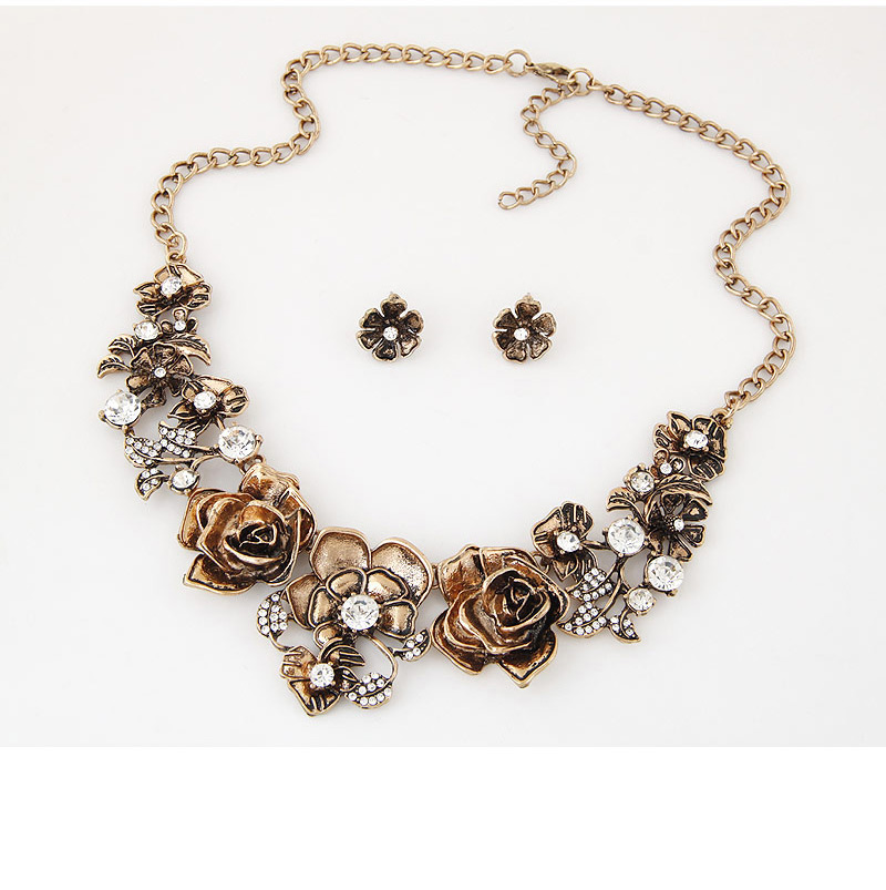 Elegant Silver Color Flowers Decorated Jewelry Sets,Jewelry Sets