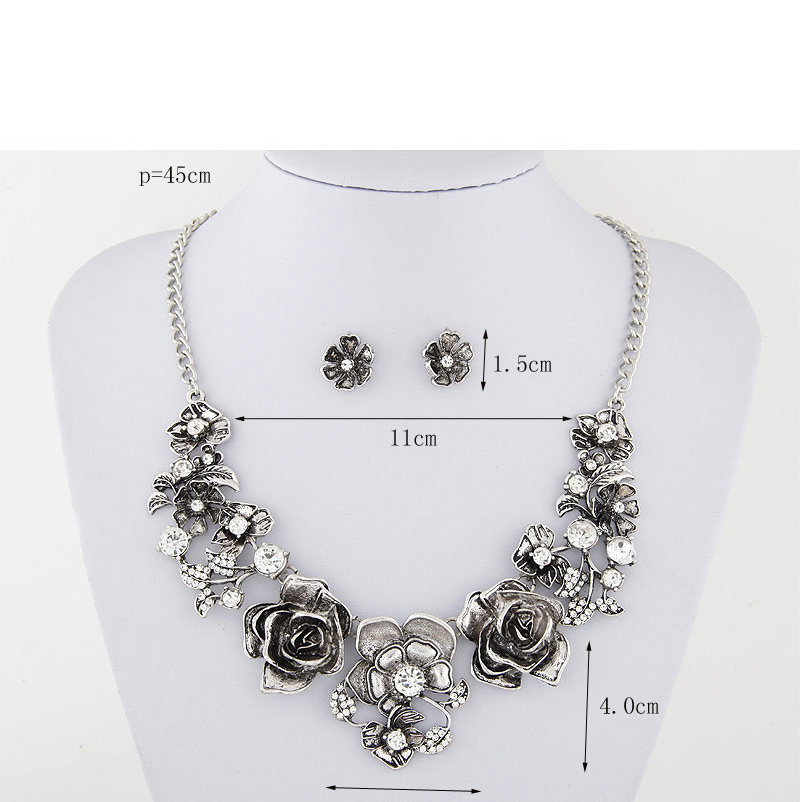 Elegant Silver Color Flowers Decorated Jewelry Sets,Jewelry Sets