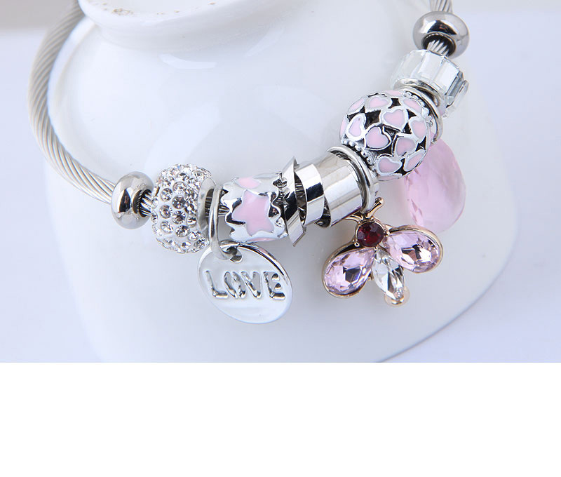 Fashion Pink Waterdrop Shape Decorated Multi-element Bracelet,Fashion Bangles