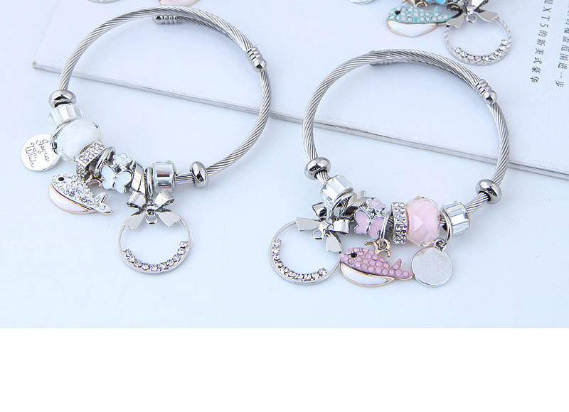Fashion Pink Fish Shape Decorated Multi-element Bracelet,Fashion Bangles