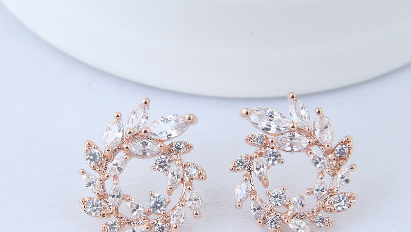 Fashion Gold Color Full Diamond Decorated Earrings,Stud Earrings