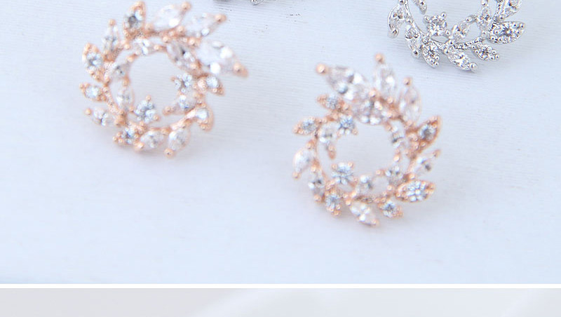 Fashion Gold Color Full Diamond Decorated Earrings,Stud Earrings