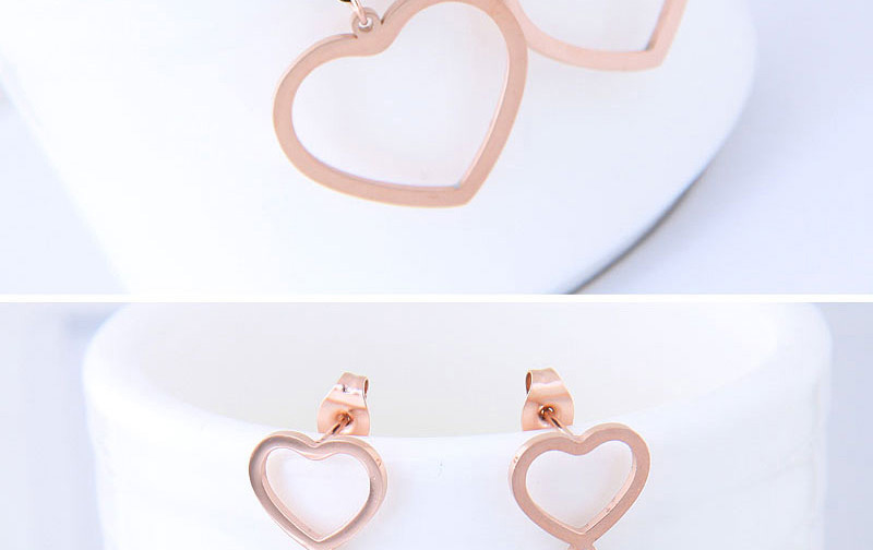 Fashion Rose Gold Heart Shape Design Earrings,Earrings