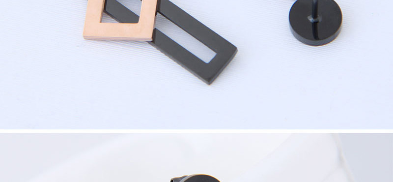 Fashion Gold Color +black Geometric Shape Decorated Earrings,Earrings