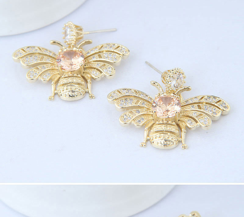 Simple Gold Color Bee Shape Decorated Earrings,Stud Earrings