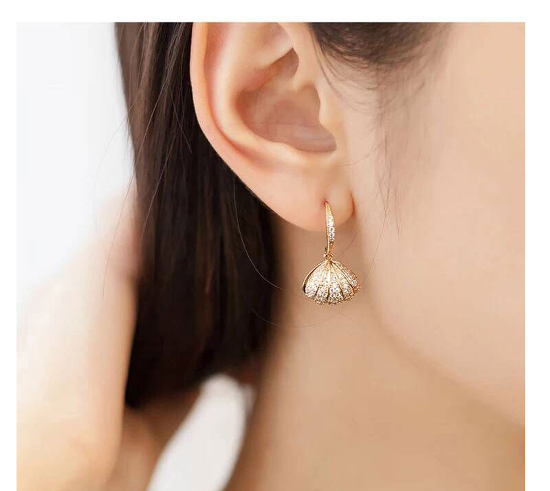 Simple Rose Gold Shell Shape Decorated Earrings,Drop Earrings