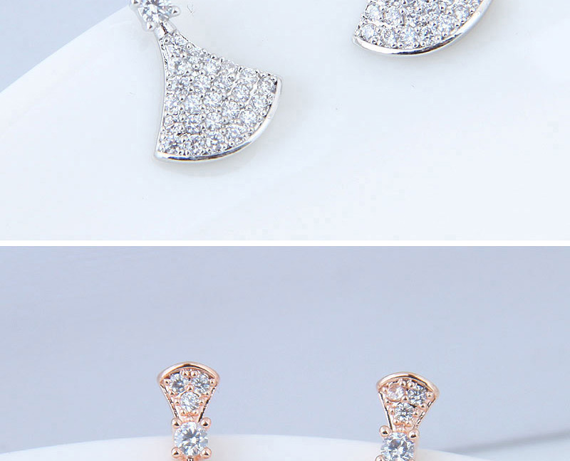 Simple Silver Color Full Diamond Decorated Earrings,Stud Earrings