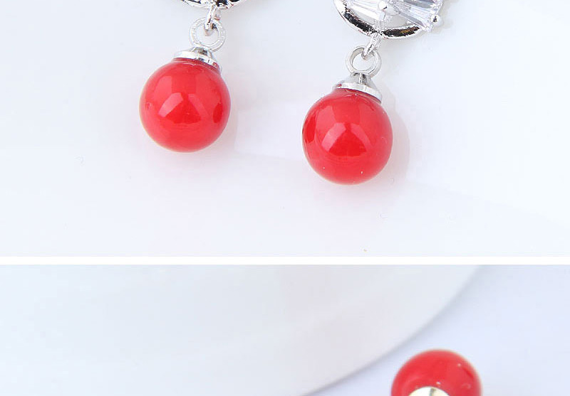Simple Silver Color+red Wing Shape Decorated Earrings,Drop Earrings