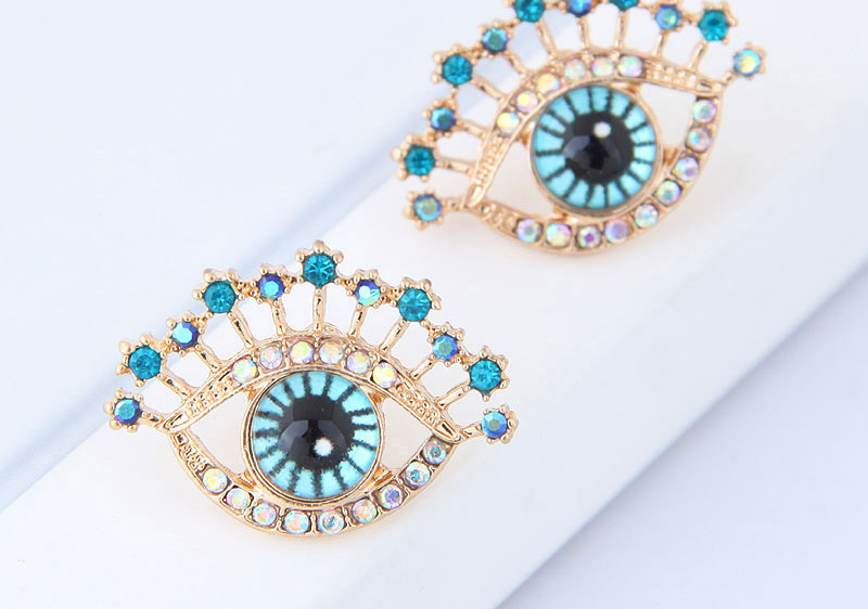Simple Blue Eye Shape Decorated Earrings,Stud Earrings