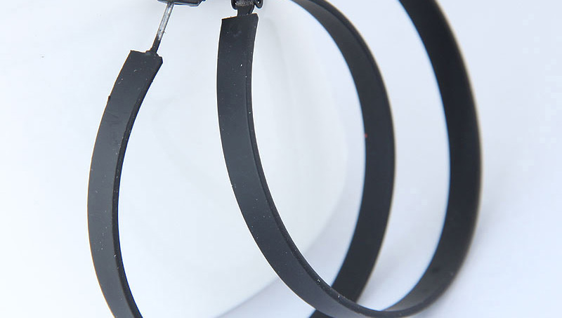 Simple Black Circular Ring Shape Decorated Earrings,Hoop Earrings