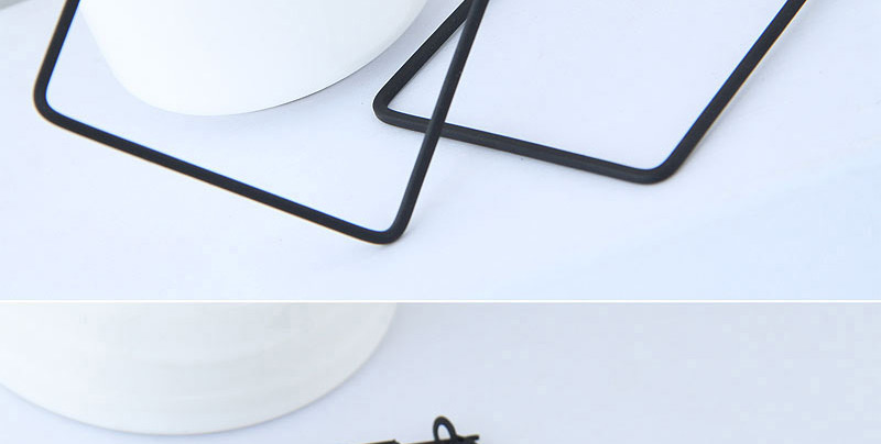 Simple Black Square Shape Decorated Earrings,Hoop Earrings