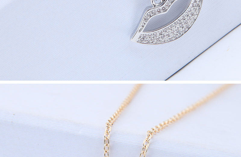 Elegant Silver Color Lip Pendant Decorated Long Necklace,Pendants