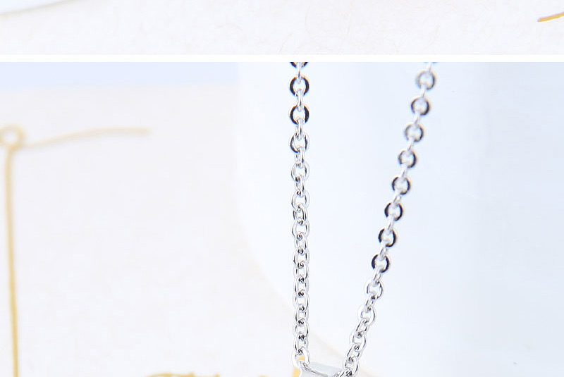 Elegant Silver Color Diamond Decorated Pure Color Necklace,Pendants