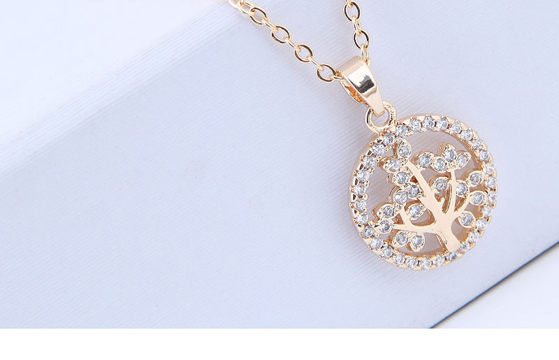 Elegant Gold Color Tree Pendant Decorated Long Necklace,Pendants
