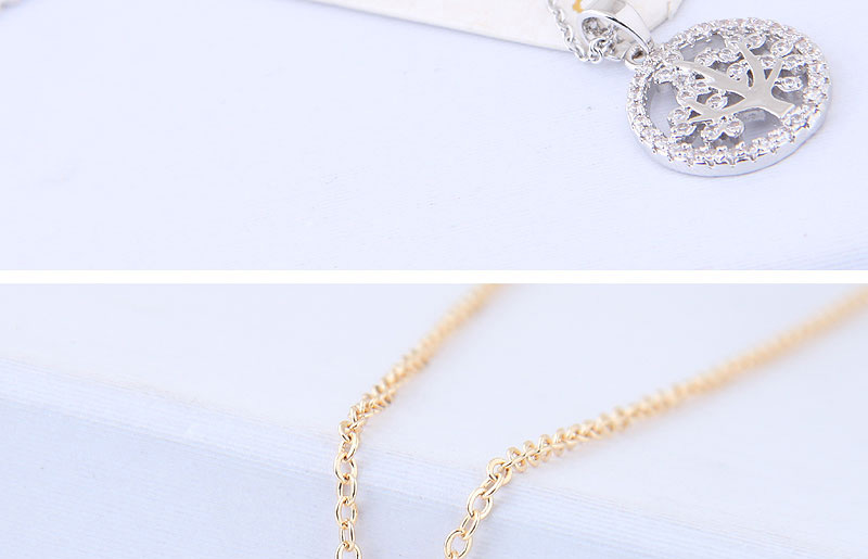Elegant Gold Color Tree Pendant Decorated Long Necklace,Pendants