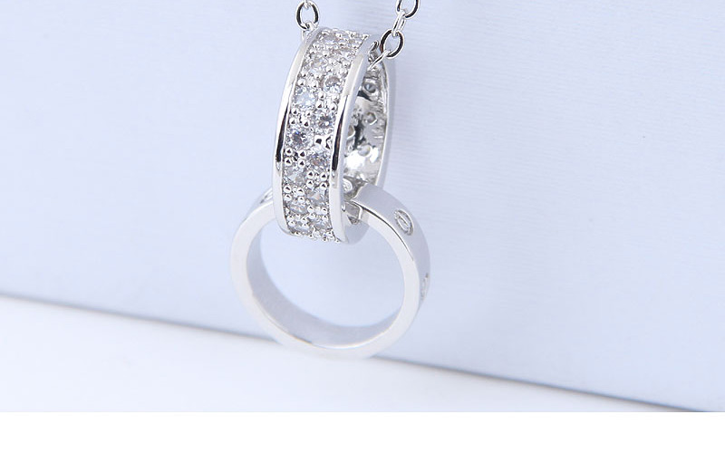 Elegant Silver Color Double Round Shape Decorated Necklace,Pendants