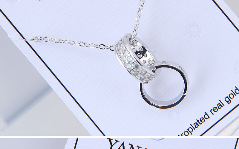 Elegant Silver Color Double Round Shape Decorated Necklace,Pendants