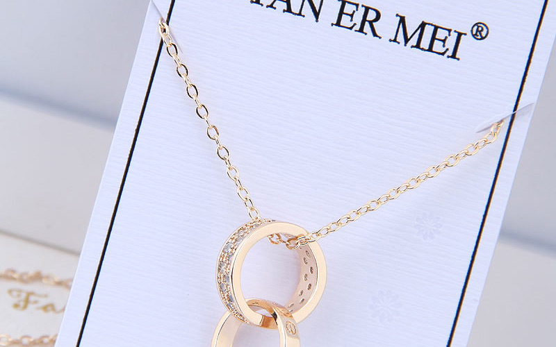 Elegant Gold Color Double Round Shape Decorated Necklace,Pendants