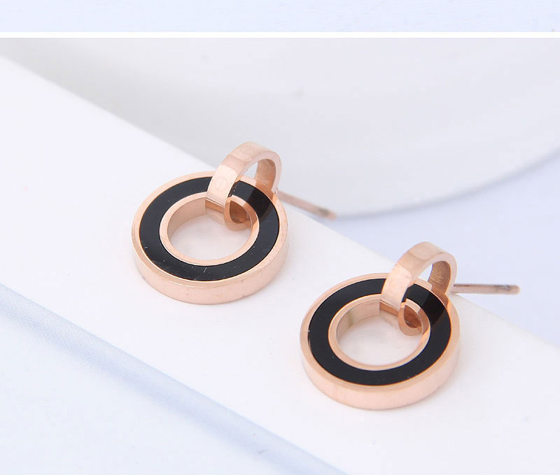 Elegant Rose Gold Hollow Out Round Shape Design Earrings,Earrings