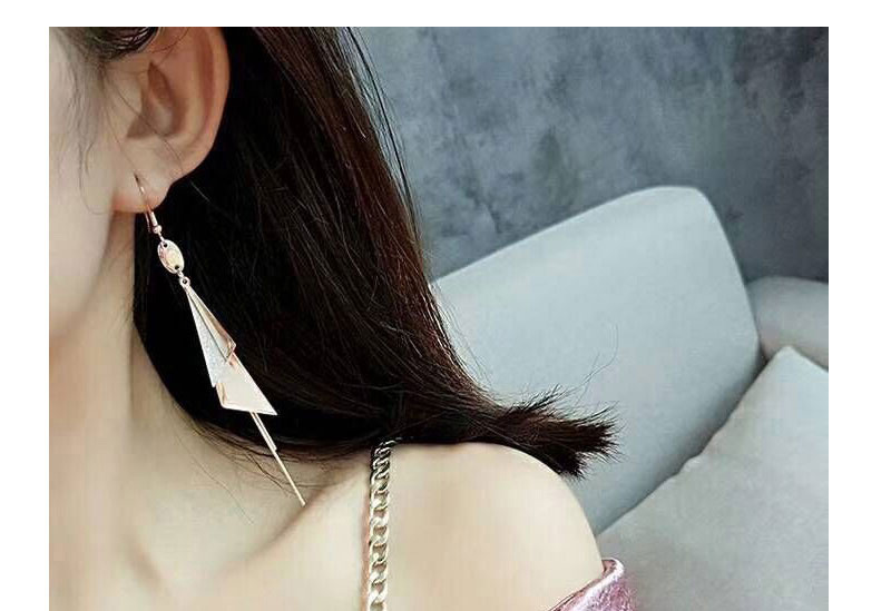 Elegant Rose Gold Triangle Shape Design Long Earrings,Earrings