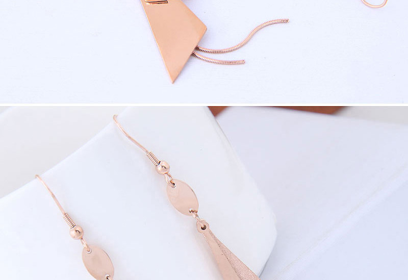 Elegant Rose Gold Triangle Shape Design Long Earrings,Earrings