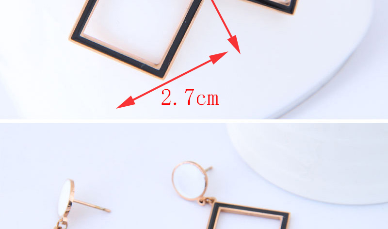 Elegant Rose Gold Hollow Out Square Shape Design Earrings,Earrings