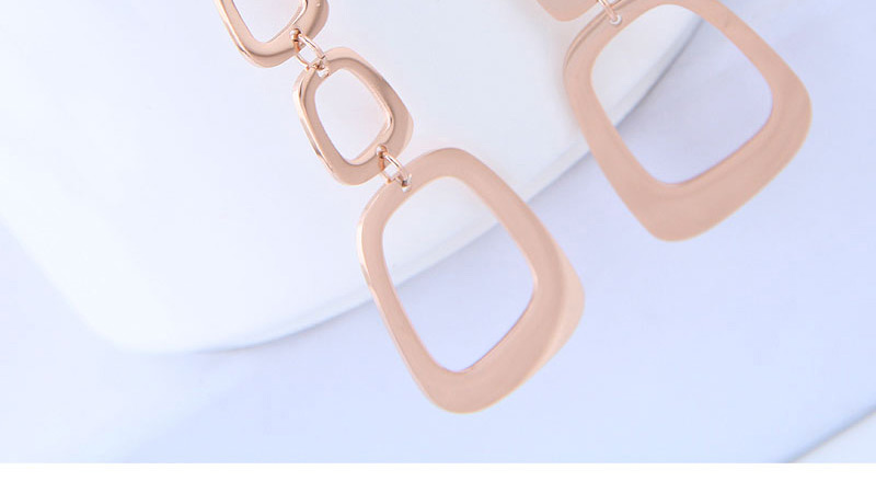 Elegant Rose Gold Square Shape Design Long Earrings,Earrings