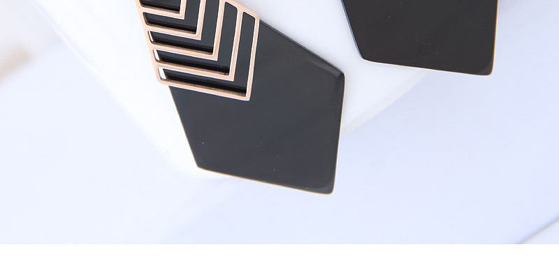 Elegant Rose Gold+black Rhombus Shape Design Long Earrings,Earrings