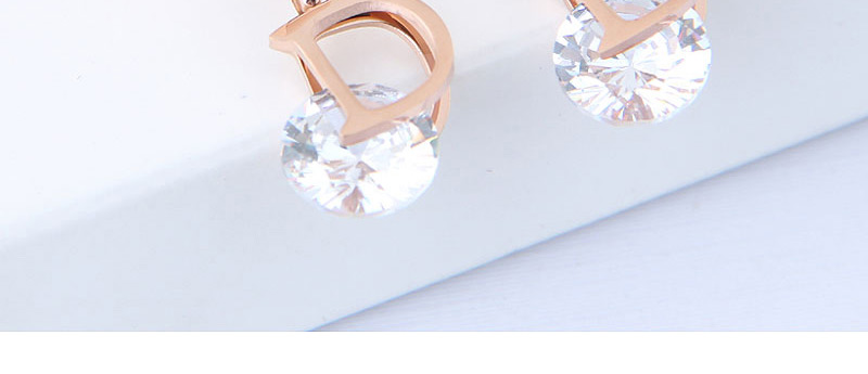 Fashion Rose Gold D Letter Shape Decorated Earrings,Earrings