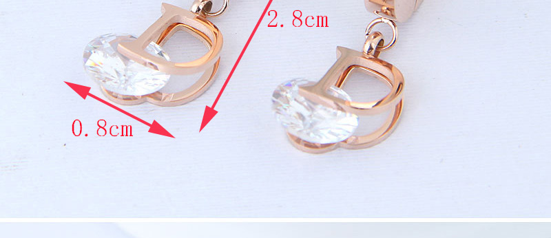 Fashion Rose Gold D Letter Shape Decorated Earrings,Earrings