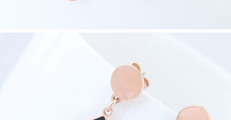Fashion Black+rose Gold Note Shape Design Earrings,Earrings