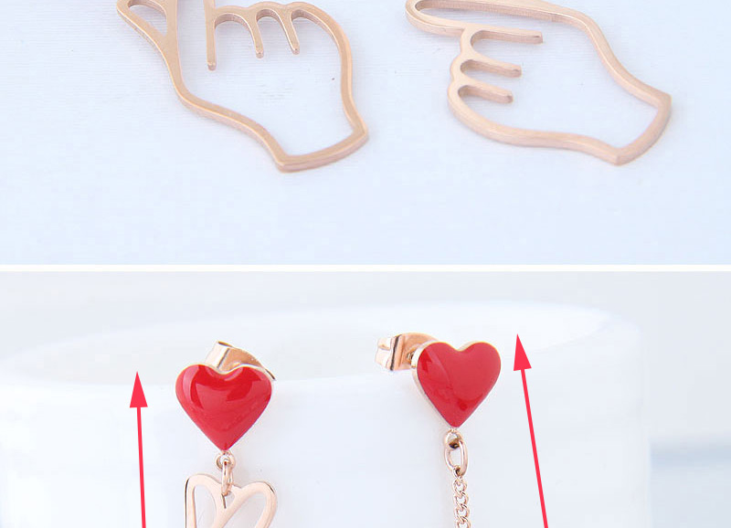 Fashion Rose Gold +red Heart Shape Decorated Earrings,Earrings