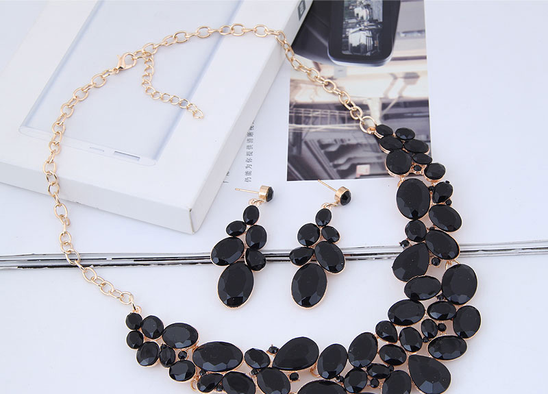 Fashion Black Full Diamond Decorated Jewelry Set,Jewelry Sets