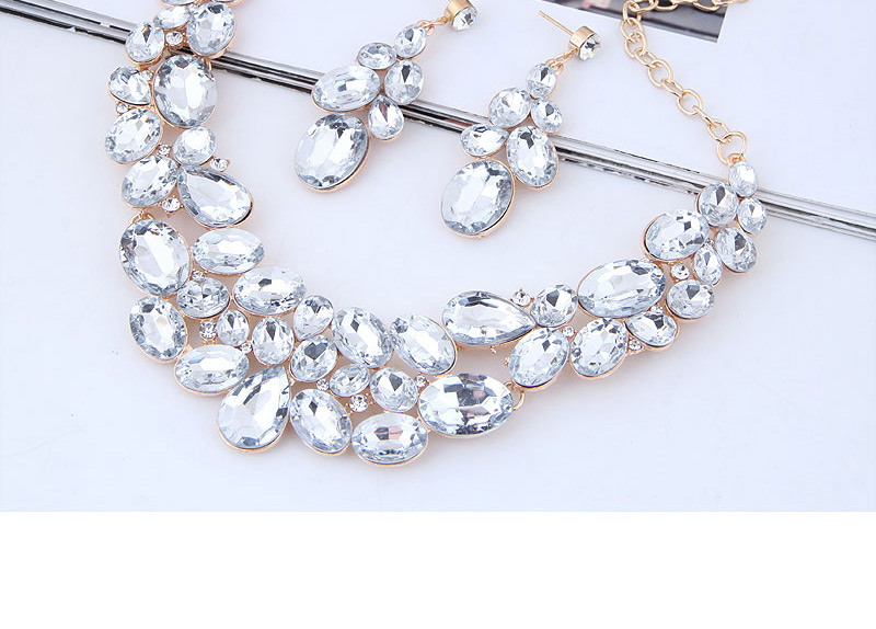 Fashion White Full Diamond Decorated Jewelry Set,Jewelry Sets