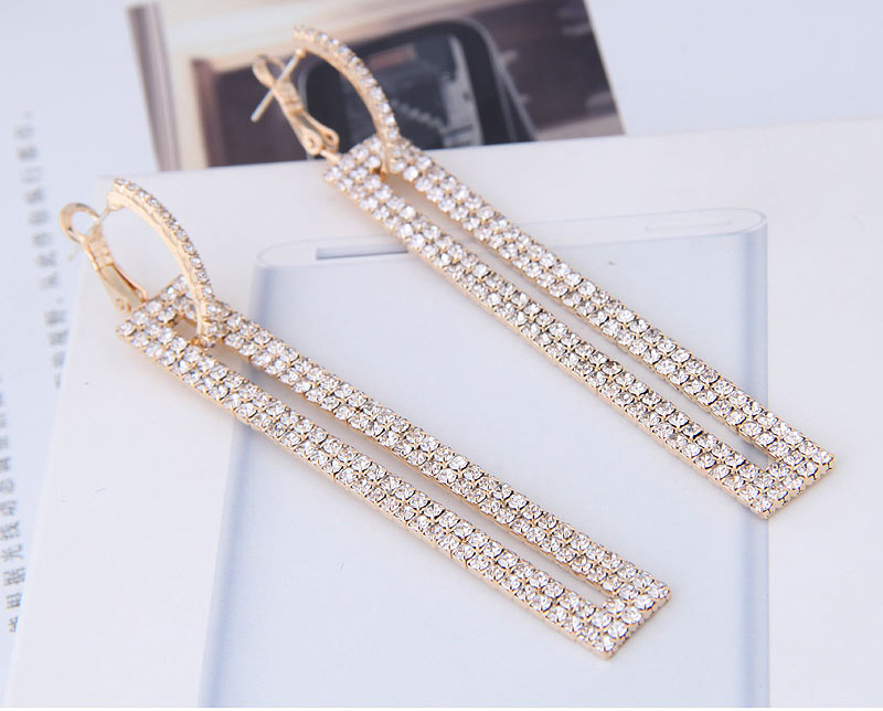 Fashion Gold Color Full Diamond Decorated Earrings,Drop Earrings