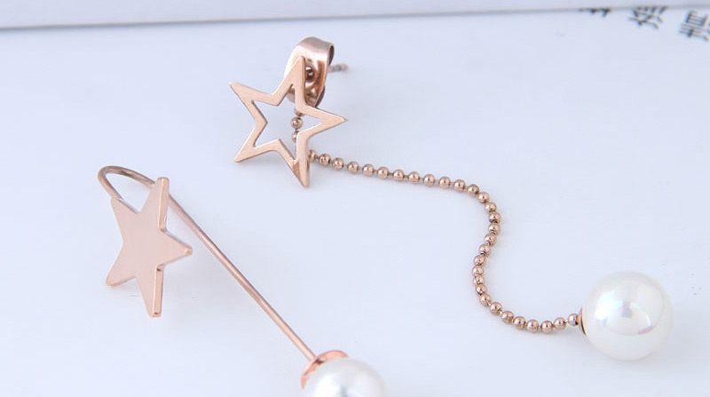 Fashion Rose Gold Star Shape Decorated Tassel Earrings,Earrings