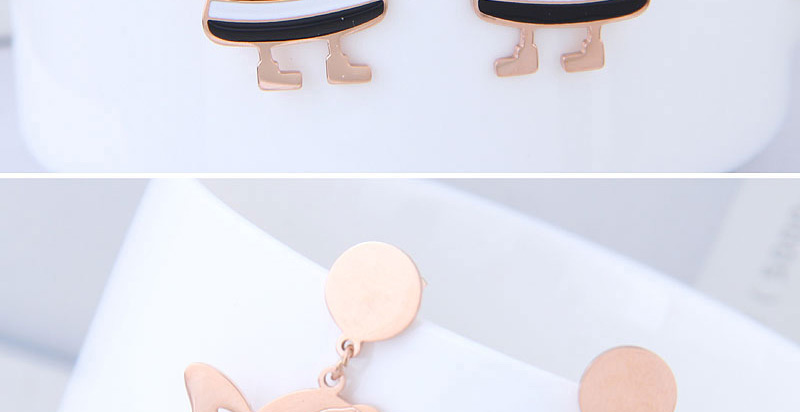 Fashion Rose Gold Pig Shape Decorated Earrings,Earrings