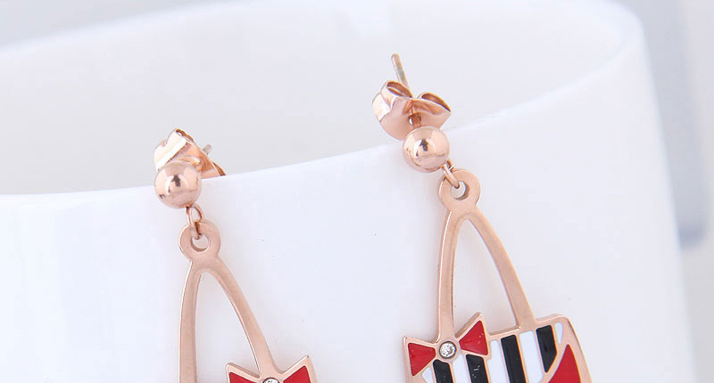 Fashion Rose Gold Handbag Shape Decorated Earrings,Earrings